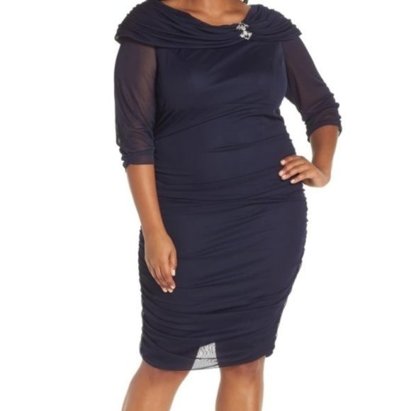 Alex Evenings Dresses & Skirts - Alex Evenings Embellished Collar Ruched